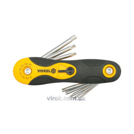 Ключ TORX L-подібний VOREL : розкладний, Т9-Т40 Cr-V, 8 елем. [25/100]