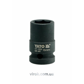 Головка торцева ударна 6-гранна YATO : квадрат 1/2", М= 15 мм, L= 39 мм [40/160]