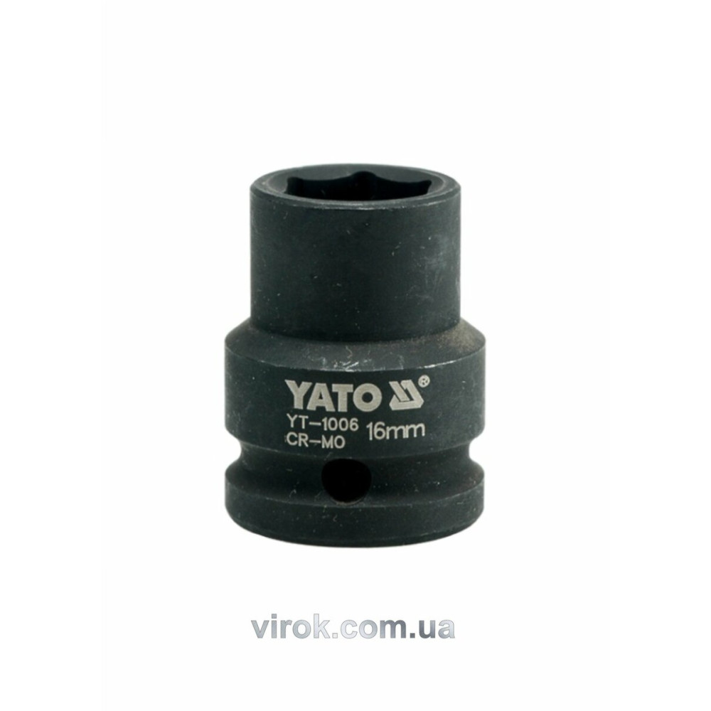 Головка торцева ударна 6-гранна YATO : квадрат 1/2", М= 16 мм, L= 39 мм [160]