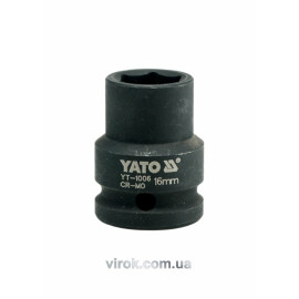 Головка торцева ударна 6-гранна YATO : квадрат 1/2", М= 16 мм, L= 39 мм [160]