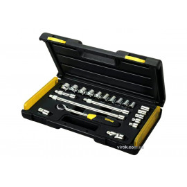 Набір головок торцевих STANLEY "MicroTough" : квадрат 3/8" з інструментами, 21 шт. DW