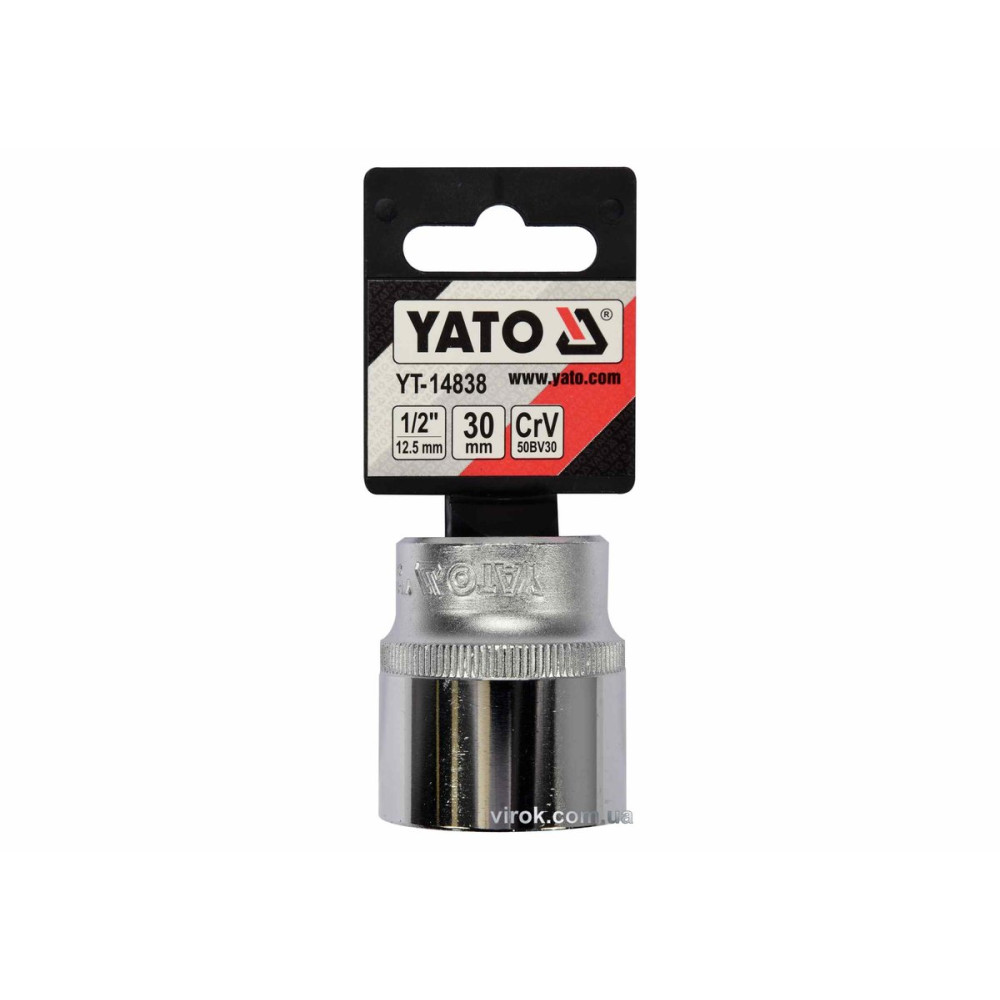 Головка торцева YATO : квадрат 1/2", SPLINE M30 мм, L= 42 мм. CrV [Блістер] [5/60]