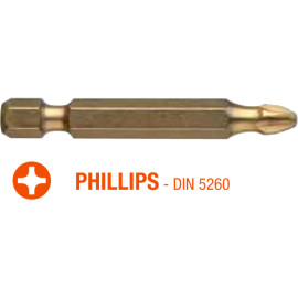 Насадка викруткова USH ISOTIN : Phillips PH2 x 50 мм. Torsion. титанова, подовжена. Уп. 10 шт.