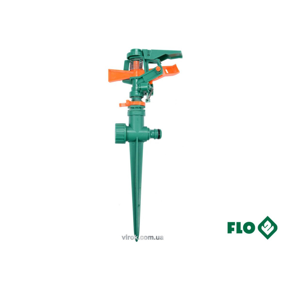 Зрошувач імпульсний 6-режимний FLO на кілку, до шлангу 1/2", оберт- 45°-360°, ABS-пластик [12/48]