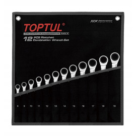 Набор комбинированных ключей трещоточных TOPTUL 8-19мм 12ед. в чехле GPAQ1202