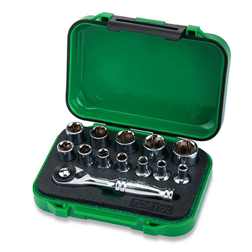 Набор головок с трещоткой TOPTUL 1/4" 13ед. GABW1301