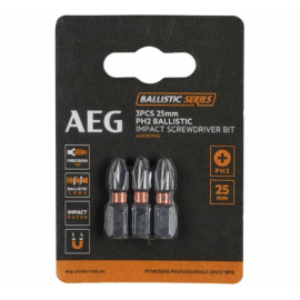 Насадки викруткові ударостійкі AEG: PH2, l= 25 мм, 3 шт.