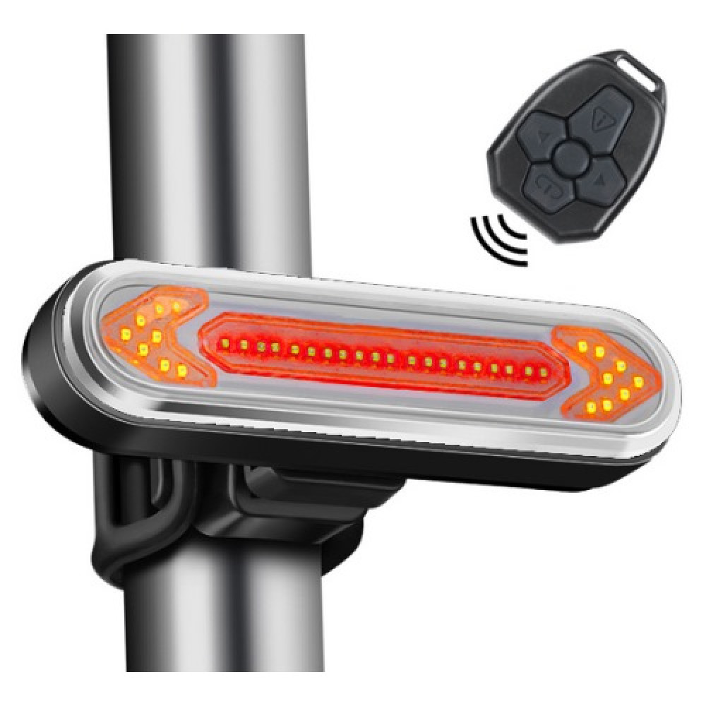 Велосипедный фонарь QCA2 "STOP" с указанием поворотов (красный+желтый), ЗУ micro USB, встр. аккум. (QCA2 STOP)