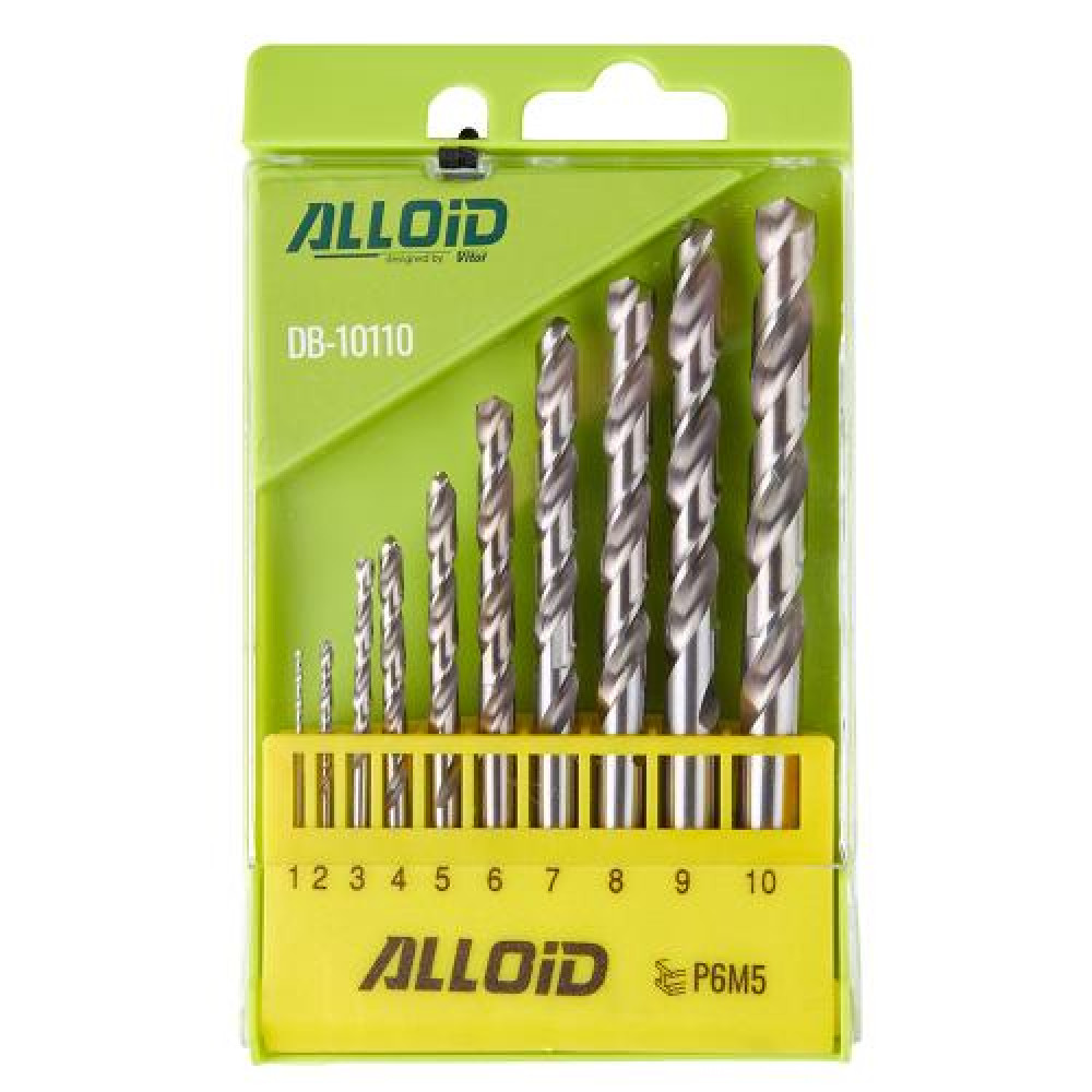 Alloid. Набор сверл по металлу 1-10мм 10ед. Р6М5