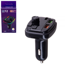 Модулятор FM 5в1 M12 12-24v 2USB 5V-3.1A Type C 5V-3.1A TF card BT5.0 RGB-ambient light