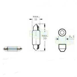 Лампа автомобильная  Festoon лампа Trifa 24V 10W SV 8,5-8 11x36 (01215)