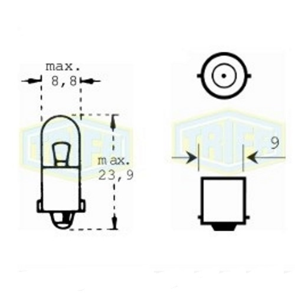 Лампа автомобильная BA9s индикаторная лампа Trifa 12V 3,0W (112)