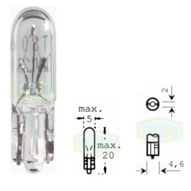 Лампа автомобильная с клиновидним цоколем Trifa 24V 1,2W W 2x4,6d (01704)