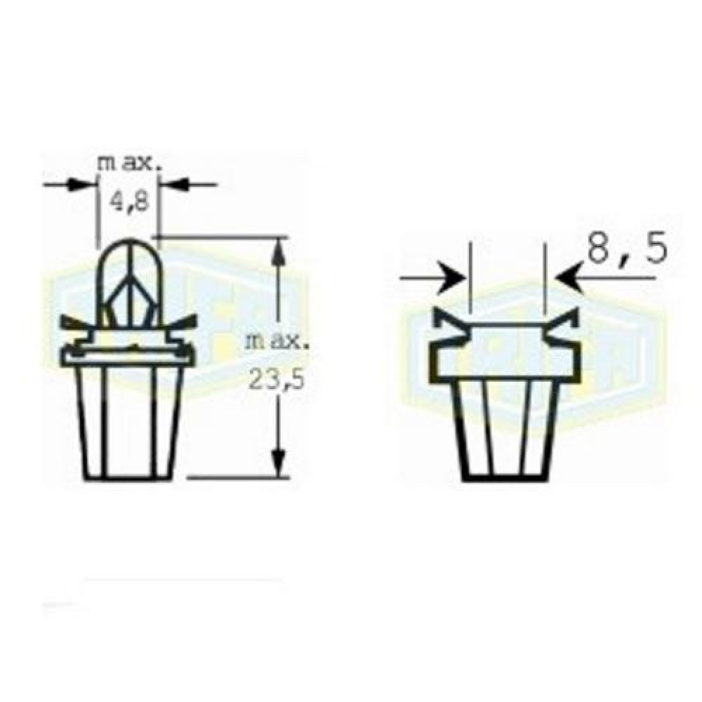 Лампа автомобильная с клиновидним цоколем Trifa 12V 0,4W (2723)