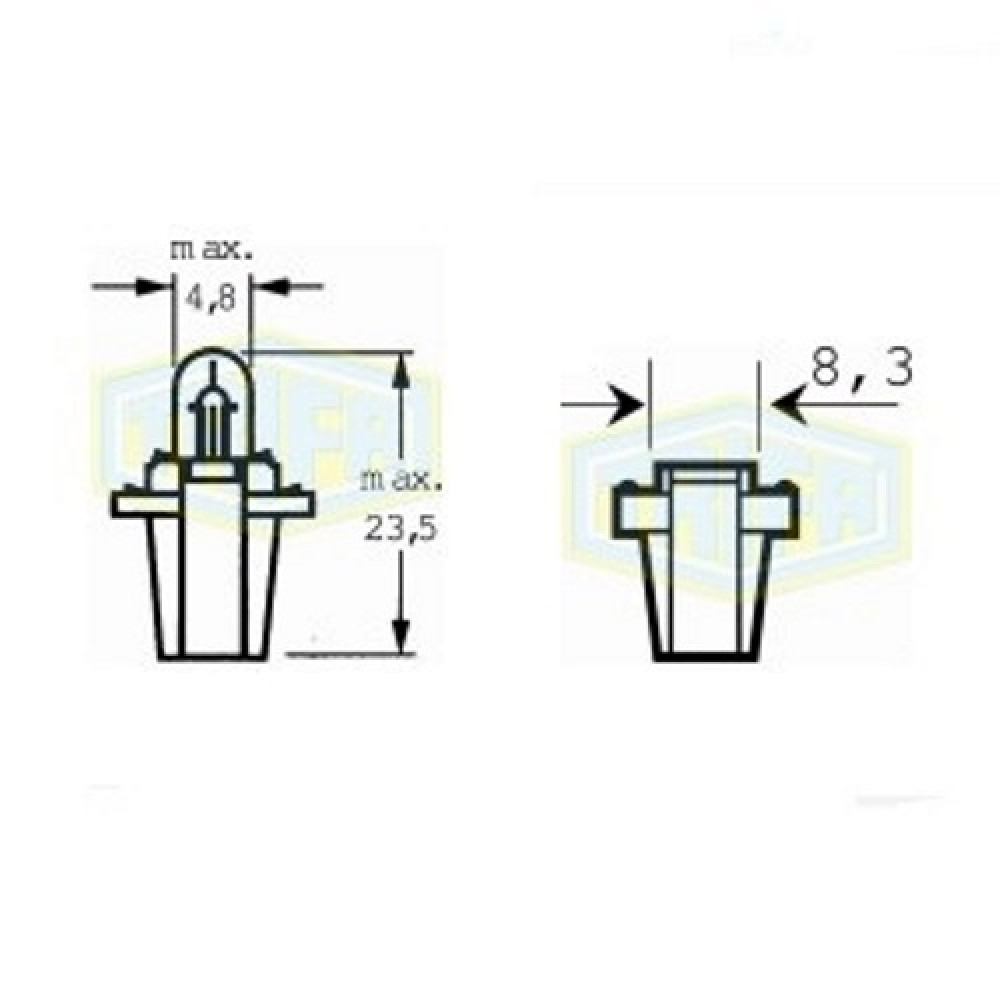 Лампа автомобильная с клиновидним цоколем Trifa 12V 1,2W (2719)