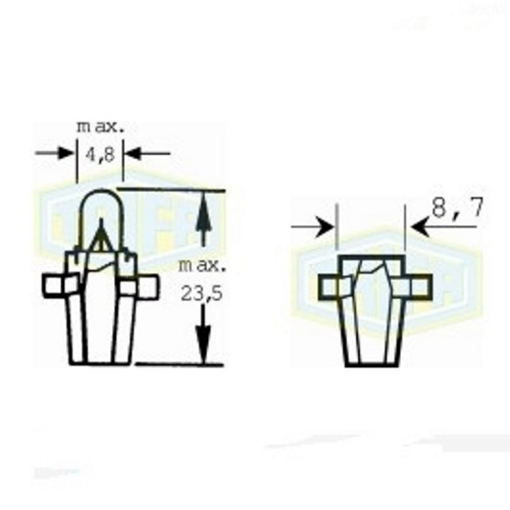 Лампа автомобильная с клиновидним цоколем Trifa 12V 1,2W (2730)