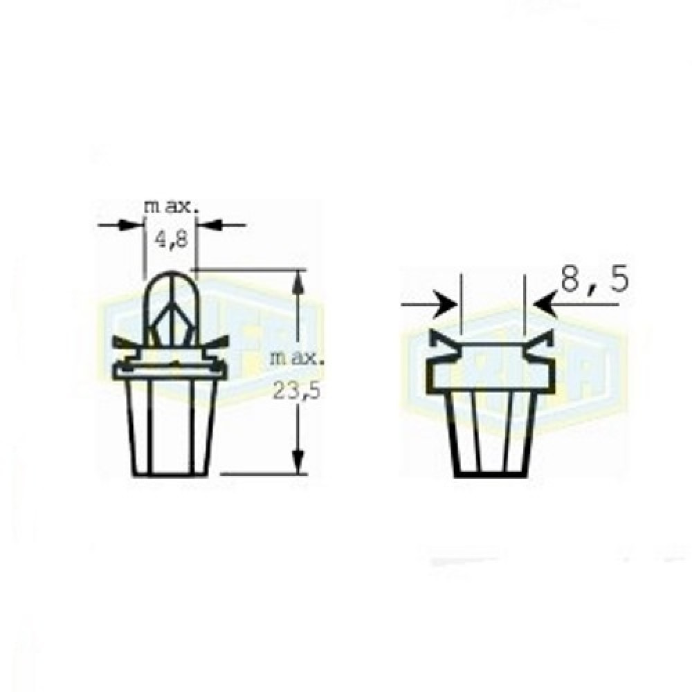Лампа автомобильная с клиновидним цоколем Trifa 12V 1,2W white green (2734)