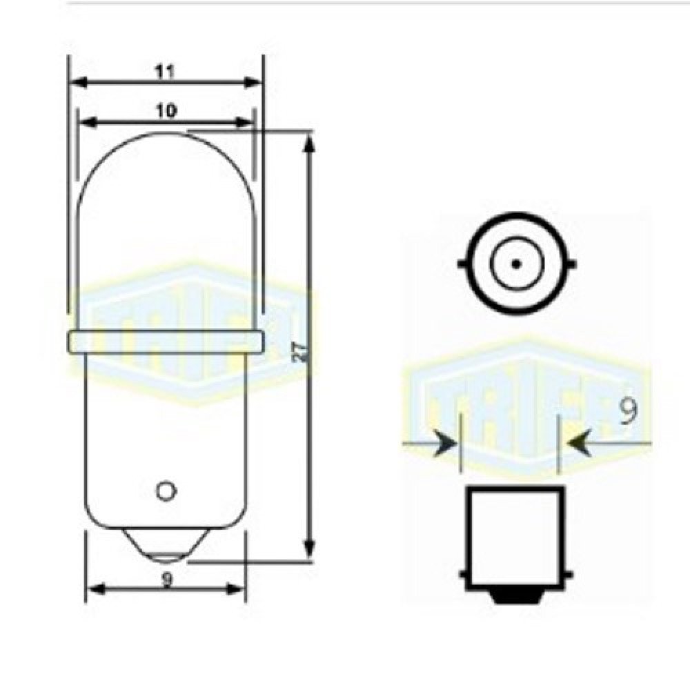 Лампа автомобильная светодиодная LED индикаторная лампа Trifa 12V 0,27W white (2804)