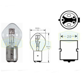 Лампа автомобильная для фары Sym. 6V 15/15W BA 20d (00518)