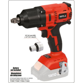 Гайковерт ударний акумуляторний безщітковий YATO: квадрат-1/2", 700 Нм, Li-Ion 18 В, 3 Агод (БЕЗ АКУМУЛЯТОРА).YT-828061