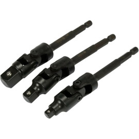 Тримачі-адаптери торц головок шар YATO: з 6-гран.- 1/4" до квадр-1/4",3/8",1/2", L= 125мм, Cr-V, 3шт