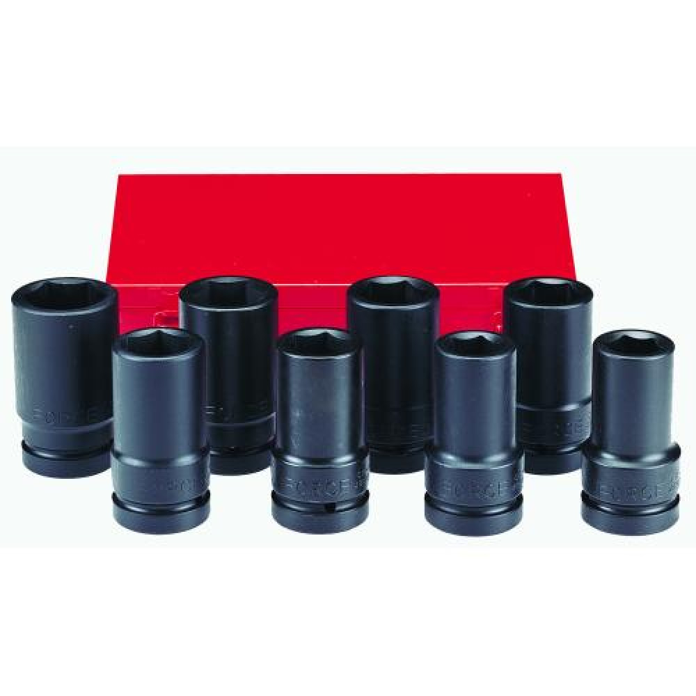 1" Набор головок 6-гр. ударных глубоких 8 пр. (15/16"-1-5/8") (FORCE 8081DS)