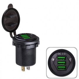 Автомобильное зарядное устройство 3 USB 5V2.1A  5V1A 12-24V врезное в планку (59870 USB-12-24V 3,1A BLUE)