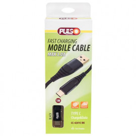 Кабель  VOIN CC-4201C BK, USB - Type C 3А, 1m, black (быстрая зарядка/передача данных)