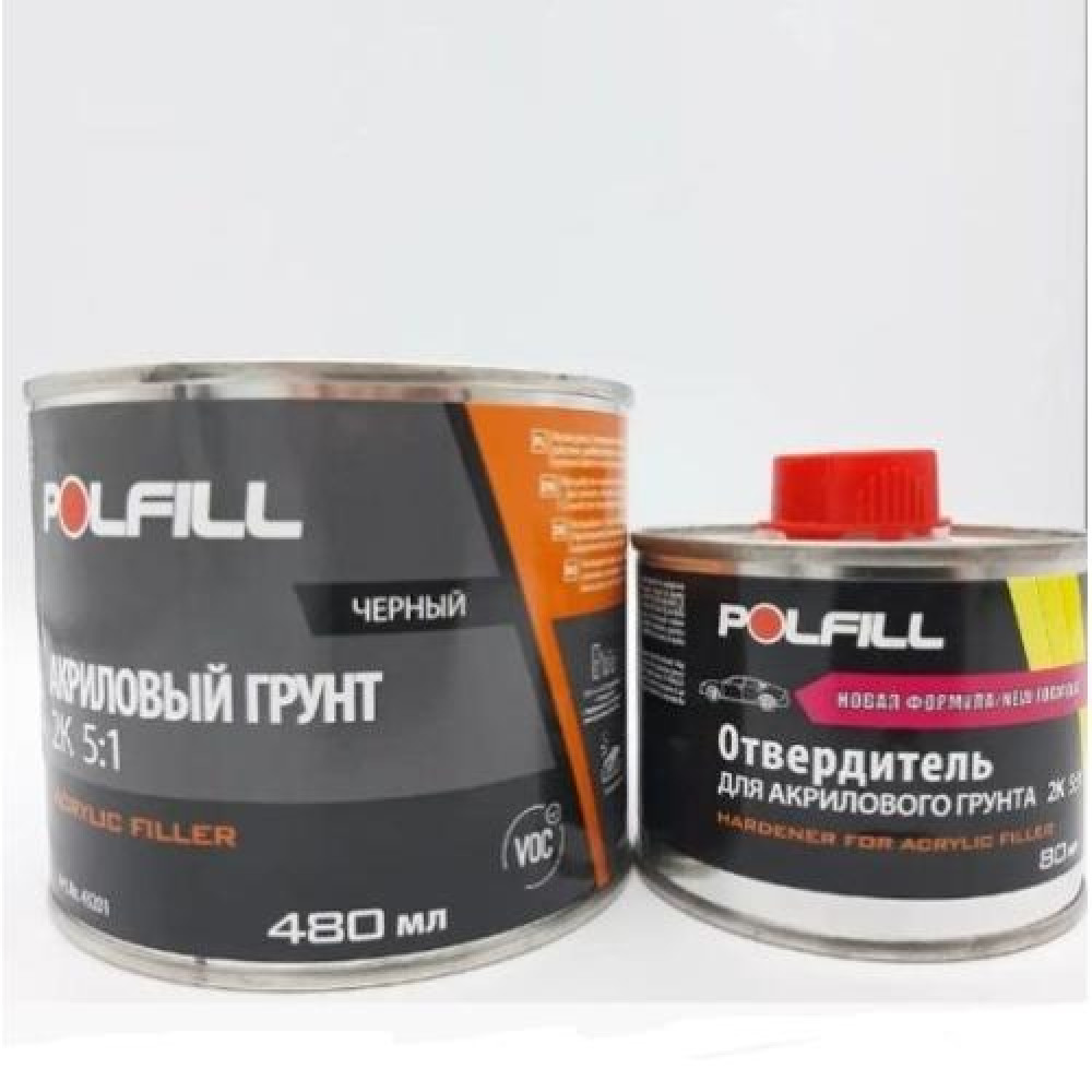 Polfill Грунт акриловый Polfill 5:1 Eco 0.48l чёрный+зат.0,08l
