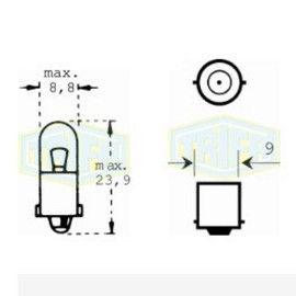 Лампа автомобильная индикаторная лампа Trifa 24V 3,0W BA 9s (01103)