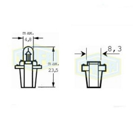 Лампа автомобильная с клиновидним цоколем Trifa 12V 1,2W BAX10s/B8,3d (02719)