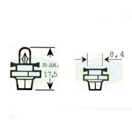 Лампа автомобильная с клиновидним цоколем Trifa 12V 1,3W BX 8,4d (02716)
