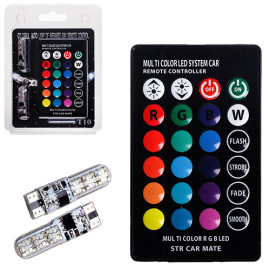 Лампа диодная T-10 -6SMD-5050 Silicone RGB с пультом 10076