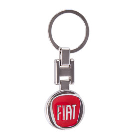 Брелок металлический цветной на цепочке FIAT CN двухсторонний