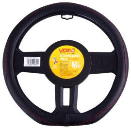 Чехол руля  VLOD-LF2161 BK R M черн/БО/один шов/кожа/flat