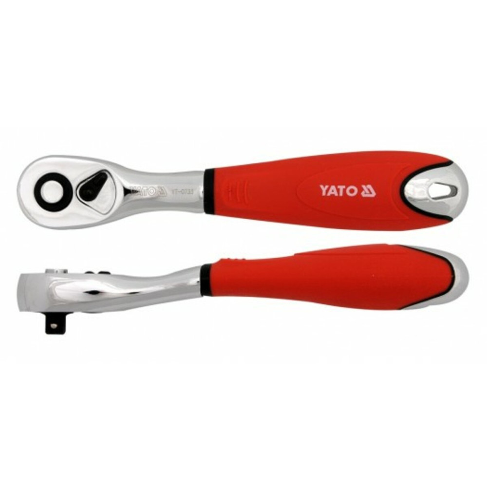 Тріскачка YATO : квадрат M=1/4"(6,3 мм), L=155 мм, з шарніром та вигнутою ручкою YT-0733