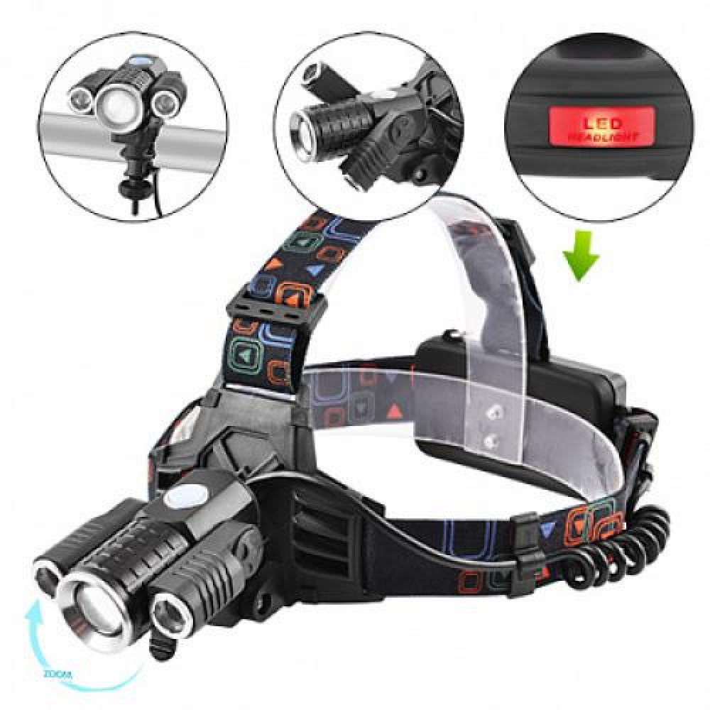 Фонарь  налобный Police W602-T6+2XPE 2x18650, zoom, ЗУ 220V/12V, Box