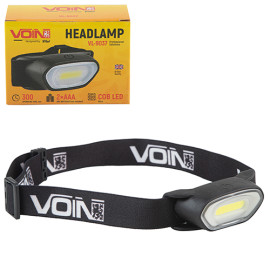Фонарь налобный VOIN VL-9037, LED COB 80Lm /2xAAA (не в комплекте)