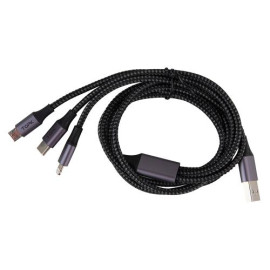 Кабель TOPK 3 в 1 USB - Micro USB/Apple/Type C/ 3A (Grey)