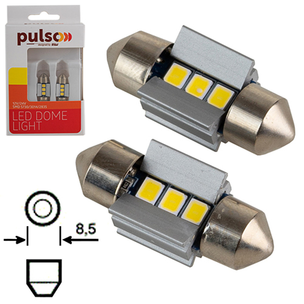Лампа PULSO/софитные/LED SV8.5/T11x28mm/3 SMD-2835/9-18v/210Lm
