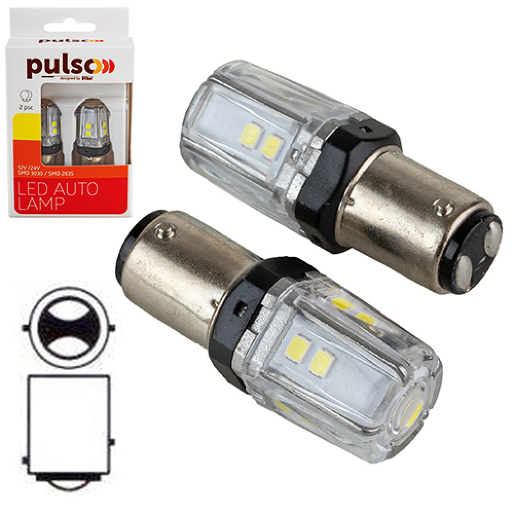 Лампа PULSO/габаритная/LED 1157/BAY15d/12SMD-2835/9-36v/550/100lm