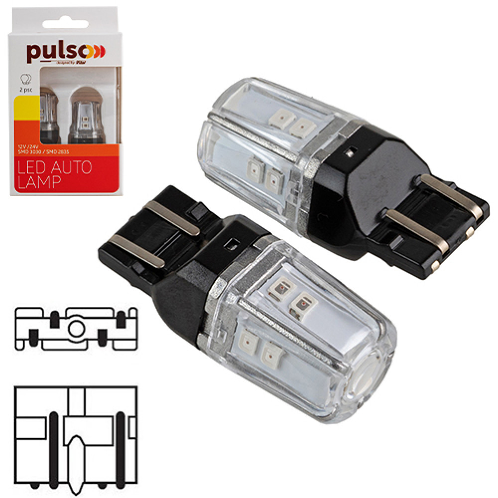 Лампа PULSO/габаритная/LED 7443/W3x16q/12SMD-2835/2контакта/9-36v/120/50lm/RED