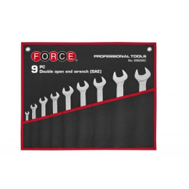Набор ключей рожковых на полотне 9 пр. (1/4"-1-1/4") (FORCE 50925SC)