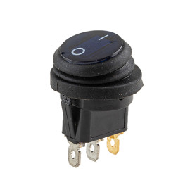 Переключатель on-off с подсветкой 12V круглый 3pin Blue 22*22*17мм  20A