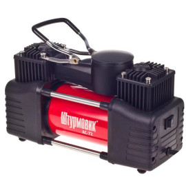 Компрессор "Штурмовик" AC-72 150psi/25Amp/90л/2 цилиндра/PU шланг 5,0м с дефлятором/клеммы АКБ