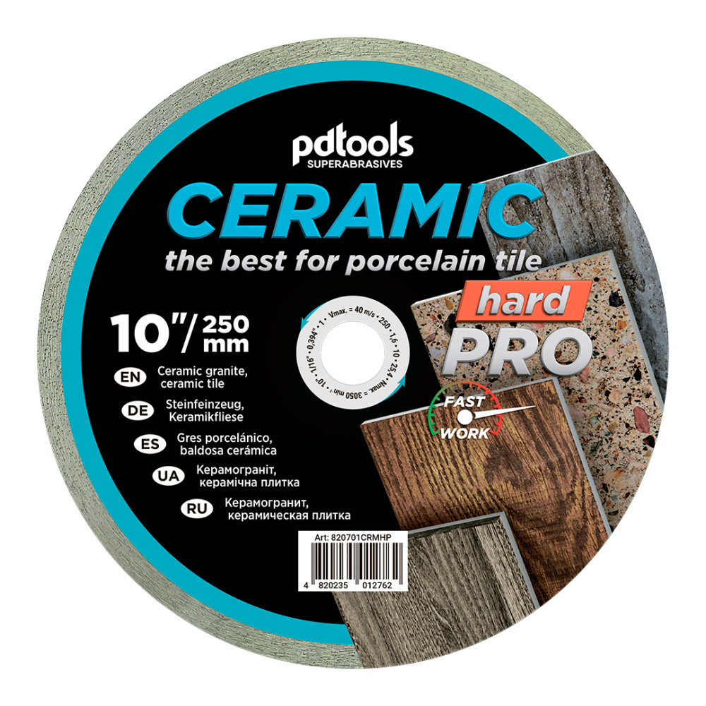 Круг алмазный отрезной 1A1R 250 CERAMIC HARD PRO для стационарного оборудования