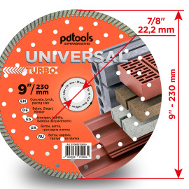 Круг алмазный отрезной 1A1R 230 UNIVERSAL TURBO для ручного инструмента
