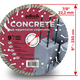 Круг алмазний вiдрiзний CONCRETE 1A1RSS/C1 230 для ручного інструменту (агресивний)