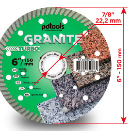 Круг алмазний вiдрiзний GRANITE  1A1R 150 TURBO для ручного інструменту