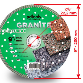 Круг алмазний вiдрiзний GRANITE  1A1R 230 TURBO для ручного інструменту